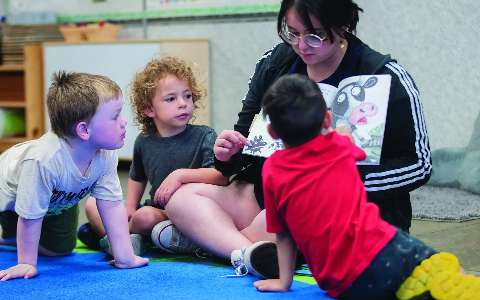 preschool program, children learning from teacher