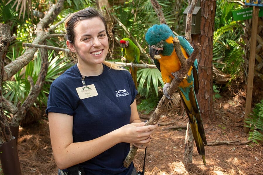 Zookeeper Alyssa with macaws