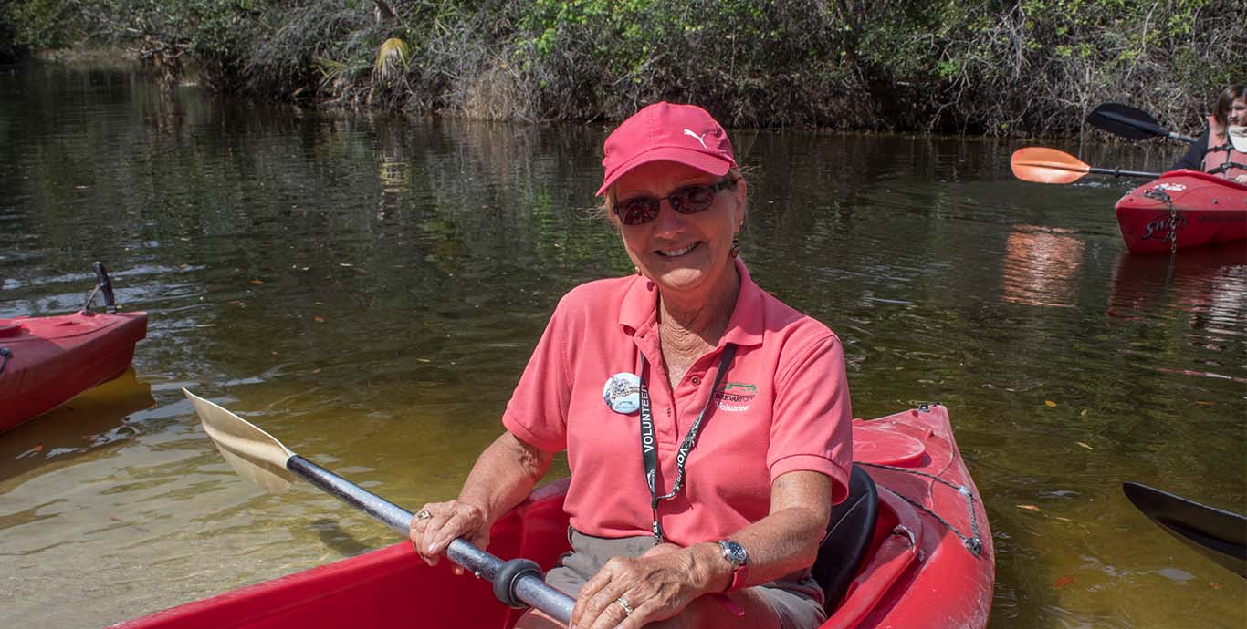 Volunteer kayaking through Expedition Africa at Brevard Zoo