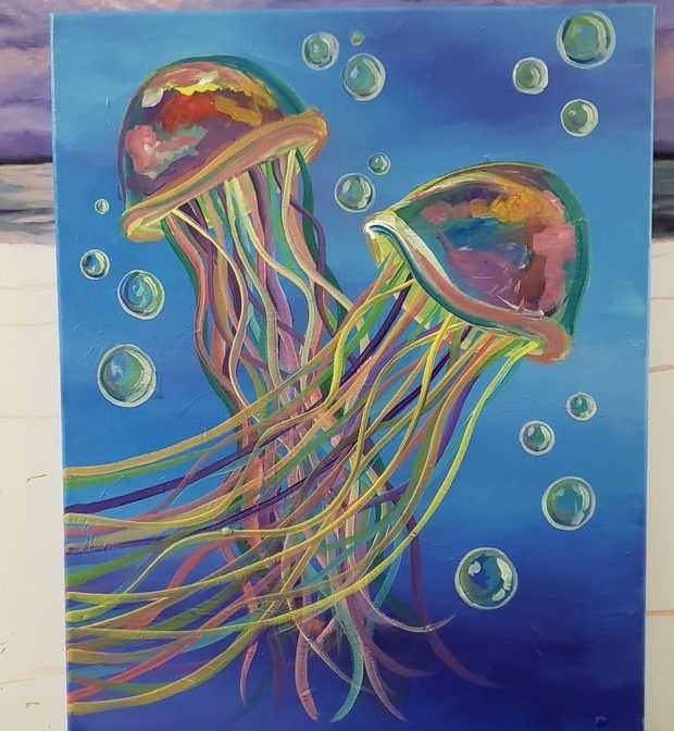 painting of two jellyfish