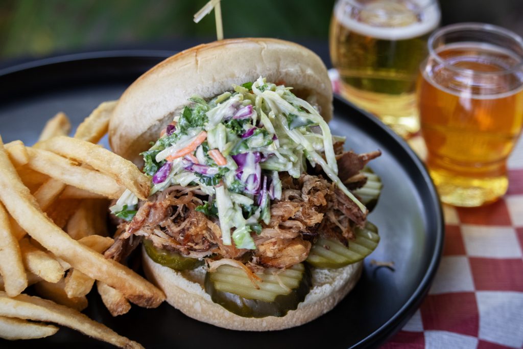 Pulled pork sandwich with hot honey slaw (2)