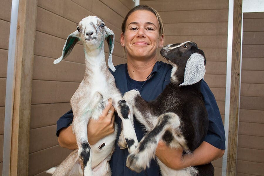 Lauren and our two Nubian goats
